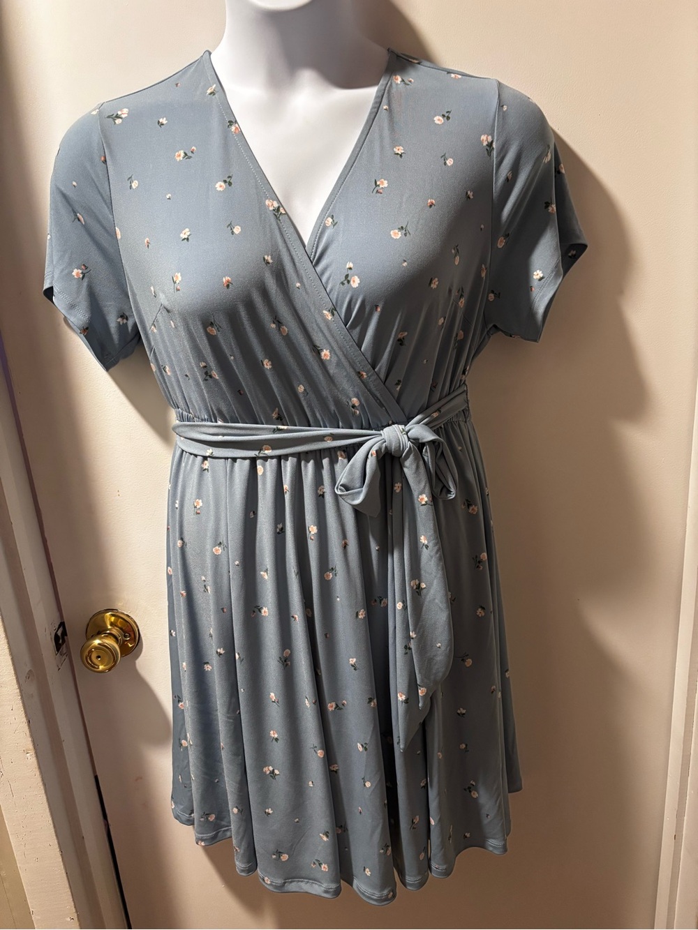 torrid Dusty Blue Floral Wrap Mini Dress